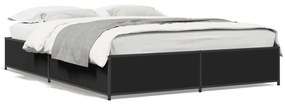 vidaXL Πλαίσιο Κρεβατιού Μαύρο 160x200 εκ. Επεξ. Ξύλο &amp; Μέταλλο
