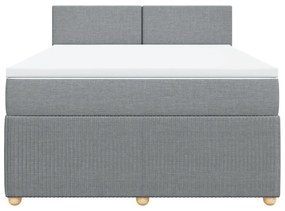 vidaXL Κρεβάτι Boxspring με Στρώμα Ανοιχτό Γκρι 140x200 εκ. Υφασμάτινο