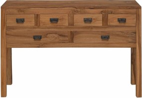 vidaXL Πλαϊνό γραφείο Φυσικό 110 x 35 x 75,5 εκ Στερεό Ξύλο Τίκ