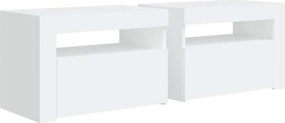 vidaXL Κομοδίνα με LED 2 τεμ. Λευκό 60 x 35 x 40 εκ.