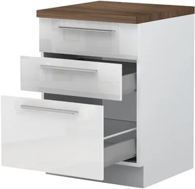 Επιδαπέδιο ντουλάπι Raval R-60-3MBOX-Λευκό - Λευκό γυαλιστερό - 60.00Χ60.00Χ88.00cm