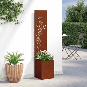 vidaXL Οθόνη Ιδιωτικότητας Κήπου Floral Σκ rusty 32 x 32 x 150 εκ