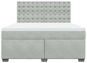 Κρεβάτι Boxspring με Στρώμα Ανοιχτό Γκρι 180x200 εκ. Βελούδινο - Γκρι