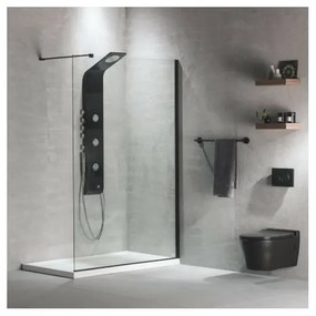 Devon Iwis Walk-in Inox 304 Διαχωριστικό Κρύσταλλο Ντουζιέρας Με Black Brushed Βραχίονα 67-69 εκ. - ύψος 200 εκ