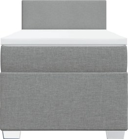 vidaXL Κρεβάτι Boxspring με Στρώμα Ανοιχτό Γκρι 100x200 εκ. Υφασμάτινο