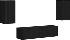 vidaXL Σετ επίπλου τηλεόρασης 4 pcs Μαύρο Επεξεργασμένο ξύλο