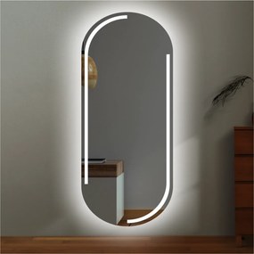 Stewehome Οβάλ Καθρέπτης LED Τοίχου με Κομψή Χάραξη 56x131 cm