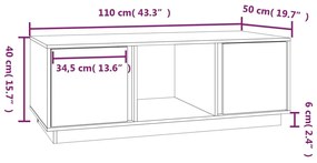 Τραπεζάκι Σαλονιού Μαύρο 110 x 50 x 40 εκ από Μασίφ Ξύλο Πεύκου - Μαύρο