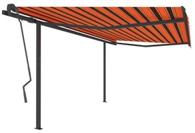 vidaXL Τέντα Συρόμενη Αυτόματη με Στύλους Πορτοκαλί/Καφέ 4 x 3,5 μ.