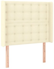 vidaXL Κεφαλάρι Κρεβατιού LED Κρεμ 93x16x118/128εκ. Συνθετ. Δέρμα