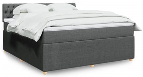 vidaXL Κρεβάτι Boxspring με Στρώμα Σκούρο Γκρι 180x200 εκ Υφασμάτιν