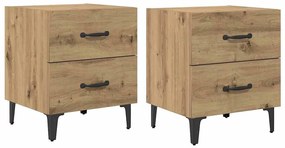 vidaXL Ντουλάπι κρεβατιού 2 pcs artisan δρυς 40 x 35 x 47.5 εκ