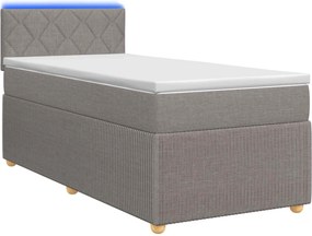 vidaXL Κρεβάτι box spring με στρώμα Taupe 90 x 200 cm Ύφασμα