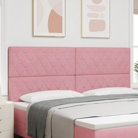 vidaXL Βελούδινο Κεφαλάρι Argyle με κεφαλάρι Ροζ 200 cm Βελούδο