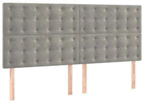 vidaXL Κρεβάτι Boxspring με Στρώμα Ανοιχτό Γκρι 180x200 εκ. Βελούδινο