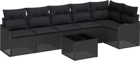 vidaXL Σετ Καναπέ Κήπου 7 pcs Μαύρο συνθετικό ρατάν