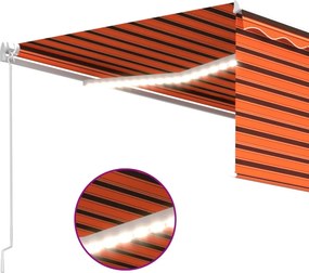 vidaXL Χειροκίνητη τέντα με ηλιακό LED 4,5 x 3 m