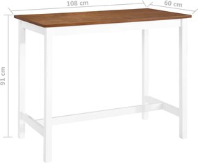 vidaXL Τραπέζι Μπαρ 108 x 60 x 91 εκ. από Μασίφ Ξύλο
