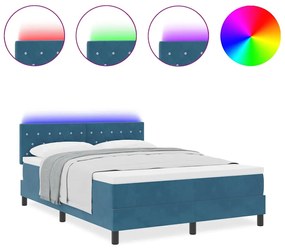 vidaXL Κρεβάτι με ελατήρια Σκούρο Μπλε 140 x 190 cm Βελούδο