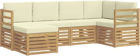 vidaXL Σειρά Καναπέ Εξωτερικού 6 pcs Λευκό και Κρεμ Πολυεστέρας