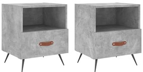 vidaXL Κομοδίνα 2 τεμ. Γκρι Σκυροδεμ. 40 x 35 x 47,5 εκ. Επεξεργ. Ξύλο