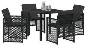 vidaXL Σέτ φαγητού για κήπο 5 pcs Μαύρο συνθετικό ρατάν