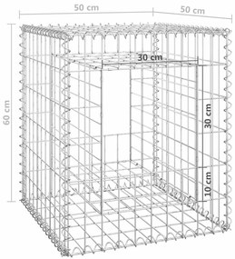 vidaXL Συρματοκιβώτια Στύλοι 2 τεμ. 50 x 50 x 60 εκ. Σιδερένιοι