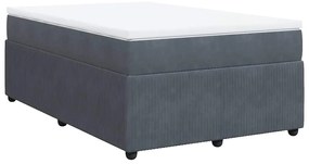vidaXL Κρεβάτι Boxspring με Στρώμα Σκούρο Γκρι 120x190 εκ. Βελούδινο