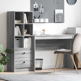 vidaXL Γραφείο με αποθηκευτικό χώρο με συρτάρι 2 pcs Γκρι sonoma