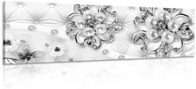 Εικόνα κοσμήματα με λουλουδάτο μοτίβο σε μαύρο & άσπρο - 120x40