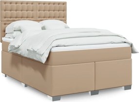 vidaXL Κρεβάτι Boxspring με Στρώμα Καπουτσίνο 140x200εκ.από Συνθ.Δέρμα