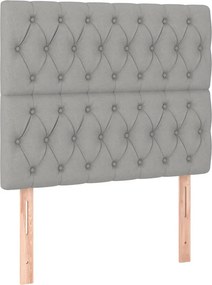 vidaXL Κρεβάτι Boxspring με Στρώμα &amp; LED Αν.Γκρι 90x200 εκ. Υφασμάτινο