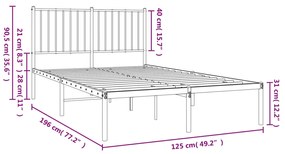 ΠΛΑΙΣΙΟ ΚΡΕΒΑΤΙΟΥ ΜΕ ΚΕΦΑΛΑΡΙ ΛΕΥΚΟ 120 X 200ΕΚ. ΜΕΤΑΛΛΟ 350929