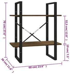 ΒΙΒΛΙΟΘΗΚΗ ΜΕ 2 ΡΑΦΙΑ ΚΑΦΕ ΔΡΥΣ 60X30X70 ΕΚ. ΕΠΕΞΕΡΓ. ΞΥΛΟ 821308