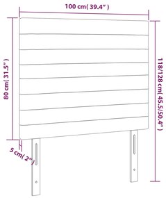 vidaXL Κεφαλάρι Κρεβατιού LED Ανοιχτό Γκρι 100x5x118/128 εκ. Βελούδινο