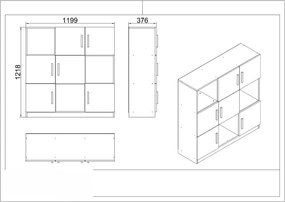 Stewehome Σετ γραφείου 7 τεμαχίων με βιβλιοθήκες -λευκό 140x60x73.8 cm