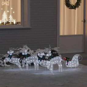 vidaXL LED Ελάφια 5 pcs Λευκό ύφασμα