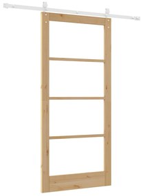 vidaXL Ολισθητή Πόρτα Καφέ 93 x 202 cm Ξύλο και μέταλλο
