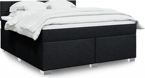 vidaXL Κρεβάτι Boxspring με Στρώμα Μαύρο 180x200 εκ. Υφασμάτινο
