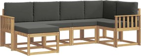 vidaXL Σειρά Καναπέ Εξωτερικού 6 pcs Άσπρο και Ανθρακί Πολυεστέρας