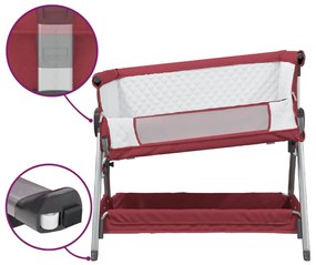 vidaXL Λίκνο Βρεφικό Κόκκινο από Λινό Ύφασμα με Στρώμα