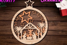 Intra απο ξύλο plywood 3mm-4mm πάχος Χριστουγεννιάτικο στολίδι της Γέννησης Δίασταση 8x8 cm INTRAFABR-44984027