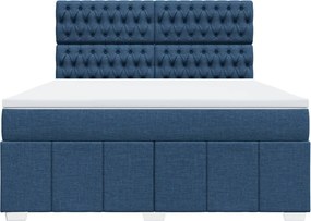 vidaXL Κρεβάτι Boxspring με Στρώμα Μπλε 180x200 εκ. Υφασμάτινο