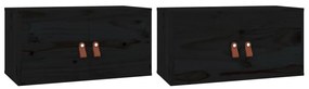 Ντουλάπια Τοίχου 2 τεμ. Μαύρα 60x30x30εκ από Μασίφ Ξύλο Πεύκου - Μαύρο