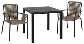 Τραπεζαρία Κήπου (Σετ 3Τμχ) HM11439 80x80x75,5cm Anthracite Two Seater