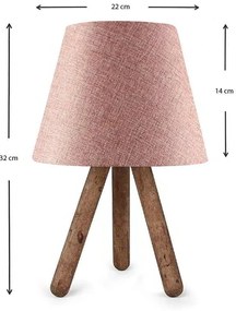 Φωτιστικό επιτραπέζιο Lander Megapap ύφασμα/Pvc/ξύλο χρώμα ροζ/καφέ 22x14x32εκ.