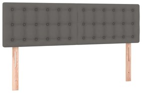 Κρεβάτι Boxspring με Στρώμα &amp; LED Γκρι 140x190 εκ. Συνθ. Δέρμα - Γκρι