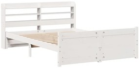 vidaXL Πλαίσιο Κρεβατιού με Κεφαλάρι Λευκό 120x190 εκ. Μασίφ Πεύκου