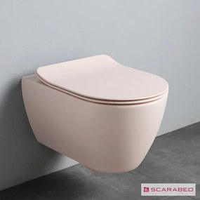 SCARABEO Moon Clean Flush 552000SC-810 Λεκάνη Κρεμαστή Rimless 50,5εκ με Slim Soft Close Κάλυμμα Antique Pink