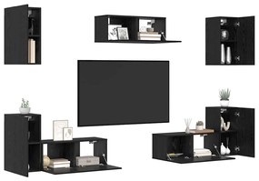 vidaXL Σετ επίπλου τηλεόρασης 7 pcs Μαύρη δρυς 80 x 30 x 30 εκ